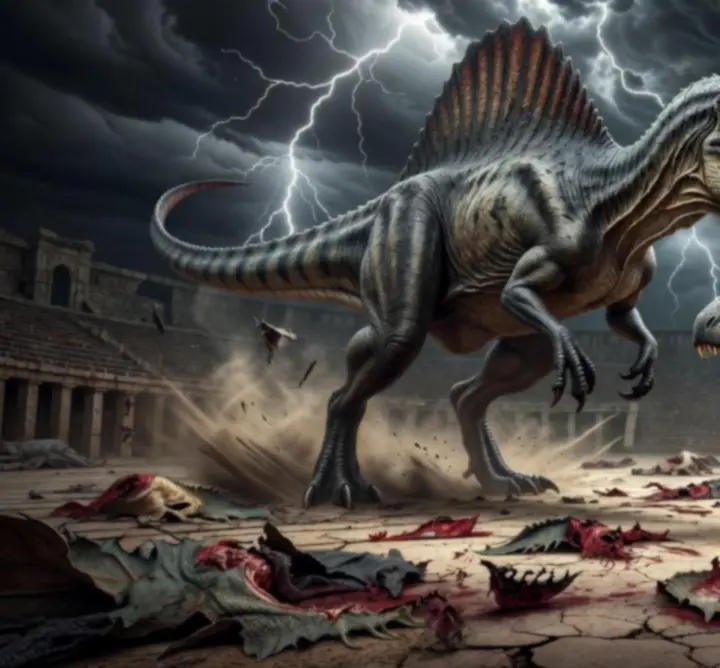 Legendás ragadozó dinoszauruszok harci jelenetben